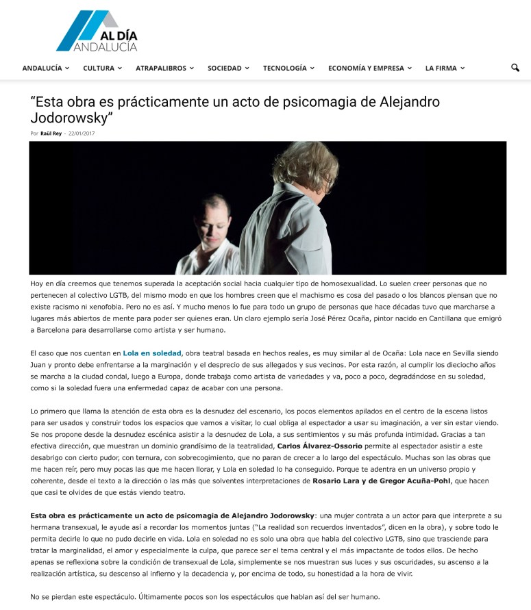 "Esta obra es prÃ¡cticamente un acto de psicomagia de Alejandr